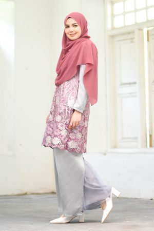 Baju Kurung Moden Lace Puffy Nadisa - Cloud Gray