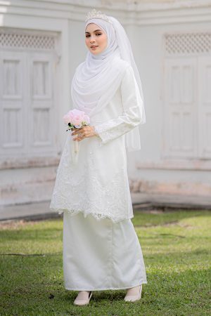 Baju Kurung Riau Lace Netita - Off White Esma