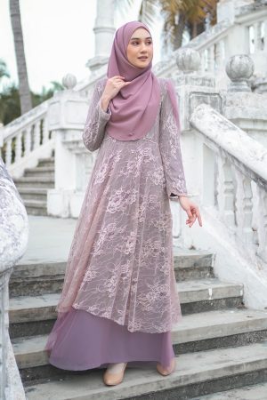 Abaya Lace Renara - Greyish Purple