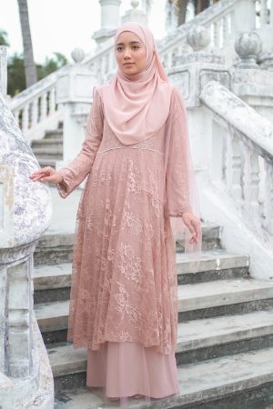 Abaya Lace Renara - Nudy Pink