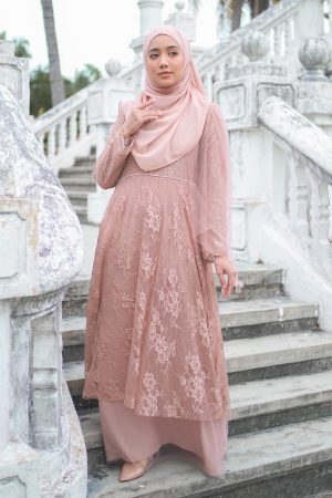 Abaya Lace Renara - Nudy Pink