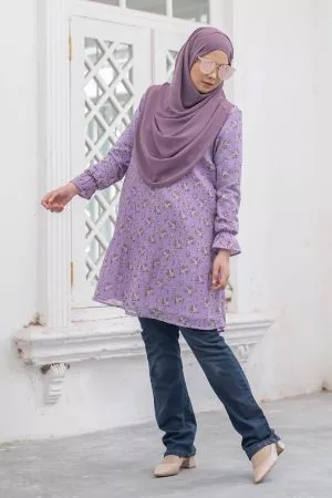 Blouse Pleated Rusena - Lilac Purple