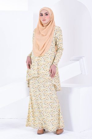 Baju Kurung Moden Fishtail Leana Laluna X MCC - Sunny Beige