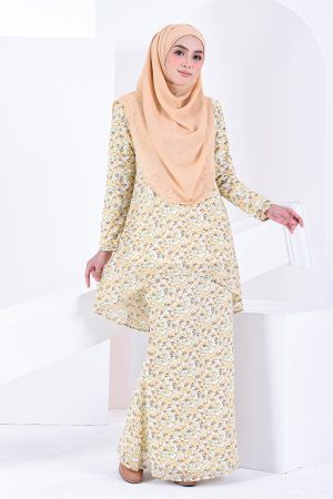 Baju Kurung Moden Fishtail Leana Laluna X MCC - Sunny Beige