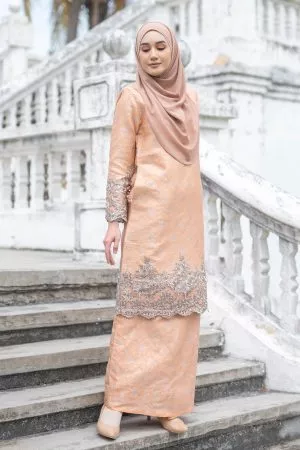 Baju Kurung Moden Lace Songket Ramadhani - Royal Orange