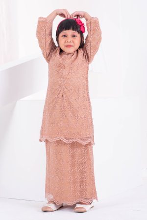 Baju Kurung Moden Lace Raiqa Kids - Sandy Nude