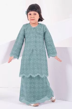 Baju Kurung Moden Lace Raiqa Kids - Light Seagreen