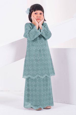 Baju Kurung Moden Lace Raiqa Kids - Light Seagreen