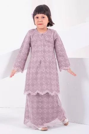 Baju Kurung Moden Lace Raiqa Kids - Heather Purple