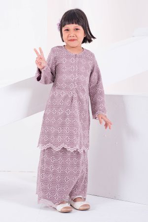 Baju Kurung Moden Lace Raiqa Kids - Heather Purple