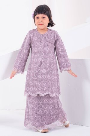 Baju Kurung Moden Lace Raiqa Kids - Light Lavender