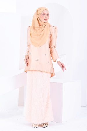 Baju Kurung Puffy Ameldy - Cantaloupe Pearl