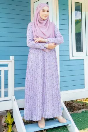 Dress Pleated Nayma - Periwinkle Purple