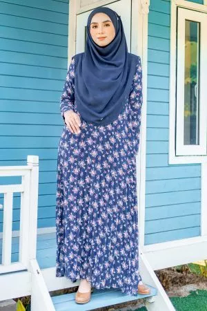 Dress Pleated Nayma - Blueberry
