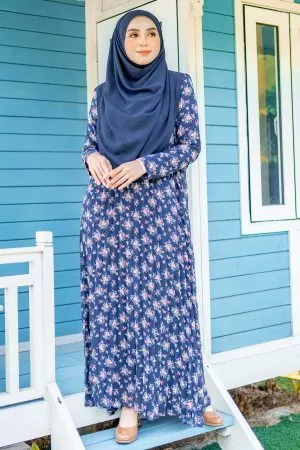 Dress Pleated Nayma - Blueberry