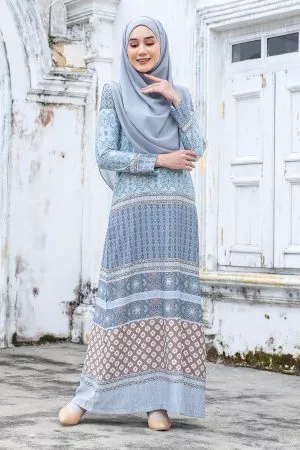 Abaya Reniqa - Greyish Cyan