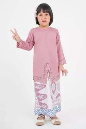 Baju Kebarung Lasercut Arjuna Kids - Orchid Pink