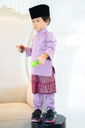 Baju Melayu Isa Slim Fit Kids - Wisteria Purple