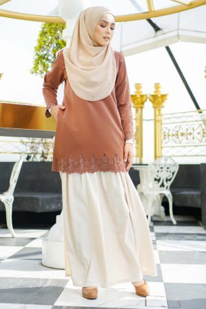 Baju Lasercut Allena - Wood Brown