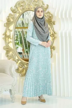 Dress Pleated Anessa - Tiffany Blue