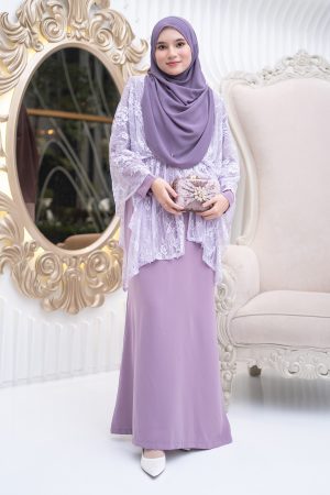 Dress Lace Ruffle Riselle - Dusty Purple