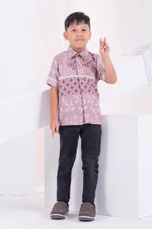 Baju Kemeja Short Sleeves Rayla Kids - Rosy Pink
