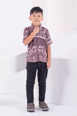 Baju Kemeja Short Sleeves Rayla Kids - Wood Brown