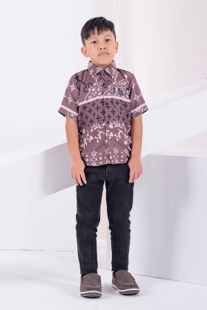 Baju Kemeja Short Sleeves Rayla Kids - Wood Brown