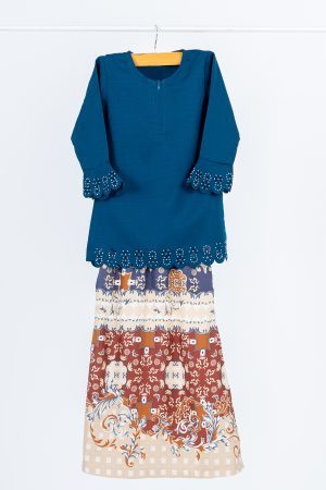 Baju Kurung Lasercut Aneera Kids - Imperial Blue