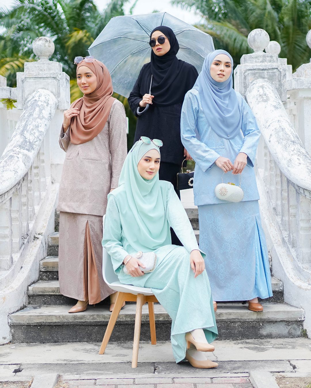 Baju Kurung Kedah Lace Gyny – Sky Blue – MuslimahClothing.Com