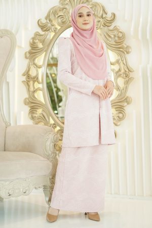 Baju Kurung Moden Ariani - Pink Pastel