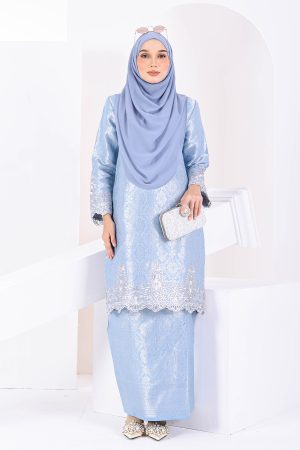 Baju Kurung Moden Lace Songket Ramadhani - Powder Blue
