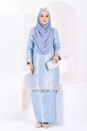 Baju Kurung Moden Lace Songket Ramadhani - Powder Blue