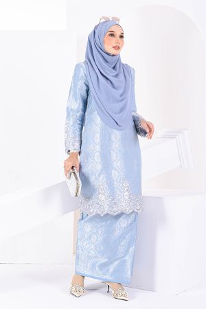 Baju Kurung Moden Lace Songket Ramadhani - Powder Blue
