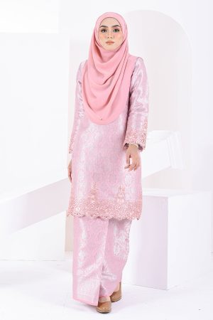Baju Kurung Moden Lace Songket Ramadhani - Vivid Pink