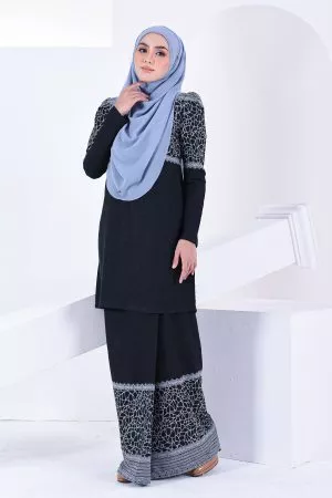 Baju Kurung Puffy Raudhah - Steel Grey