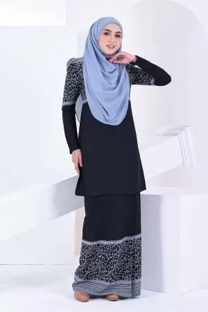 Baju Kurung Puffy Raudhah - Steel Grey