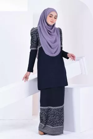 Baju Kurung Puffy Raudhah - Midnight Blue