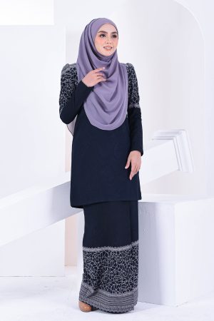 Baju Kurung Puffy Raudhah - Midnight Blue