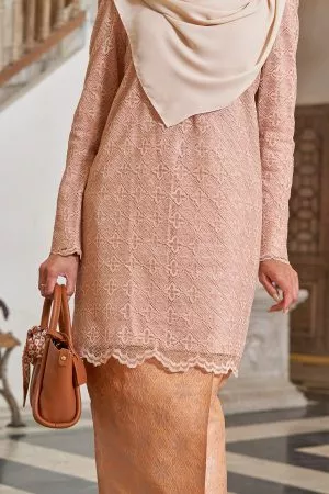 Baju Kurung Puffy Lace Songket Ralena - Peachy Nude