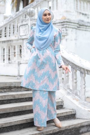 Baju Kurung Riau Lace Adiona - Baby Blue