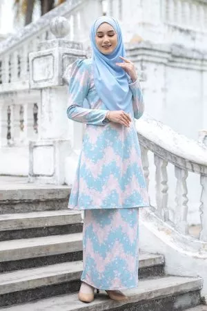 Baju Kurung Riau Lace Adiona - Baby Blue