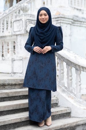 Baju Kurung Riau Lace Adiona - Midnight Blue