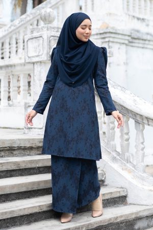 Baju Kurung Riau Lace Adiona - Midnight Blue