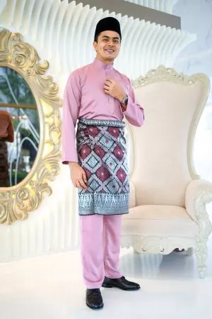 Baju Melayu Isa Slim Fit - Thulian Pink