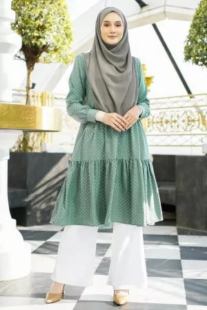 Tunic Ruffle Audey - Moss Green