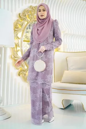 Baju Kurung Moden Lace Awatif - Amethyst Purple