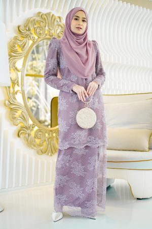 Baju Kurung Moden Lace Awatif - Amethyst Purple