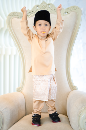 Baju Melayu Isa Slim Fit Kids - Latte Brown