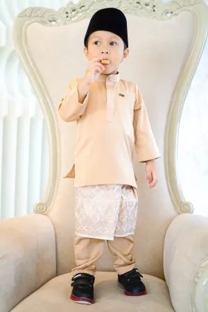 Baju Melayu Isa Slim Fit Kids - Latte Brown